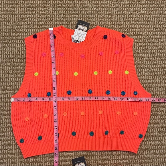 Queen of Sparkles Neon Orange Polka Dot Sweater Tank and Skirt XS NWT - Picture 7 of 12